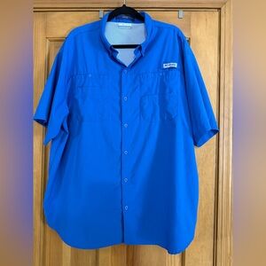 Columbia PFG Tamiami Shirt Men’s XXL Blue Short Sleeve Fishing Vented
